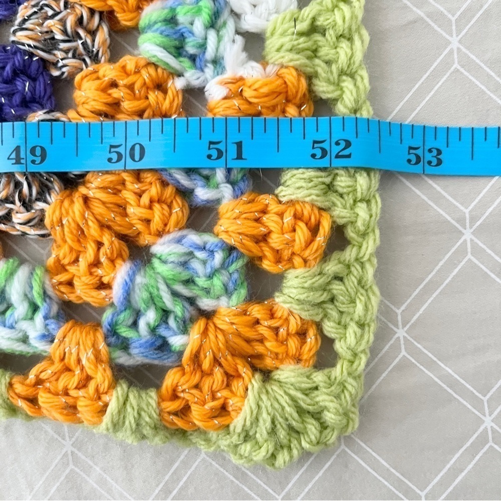 Vintage Granny Square Crocheted Afghan Multicolored Boho Throw Blanket Handmade - Picture 12 of 13